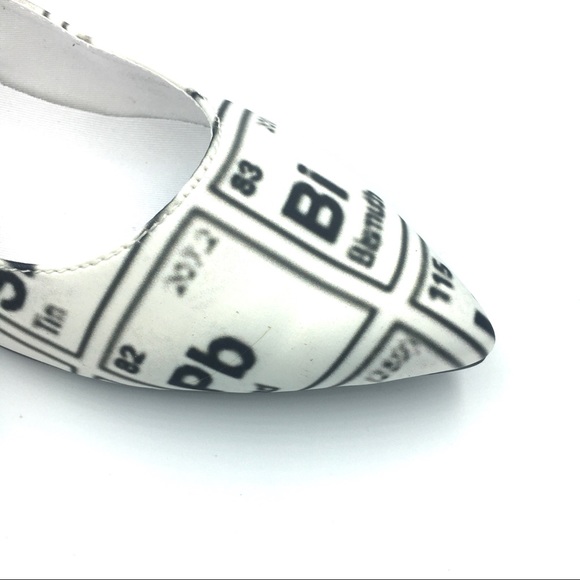 Periodic Table Ballet Block Heel Flats Pointed Toe - Picture 2 of 8